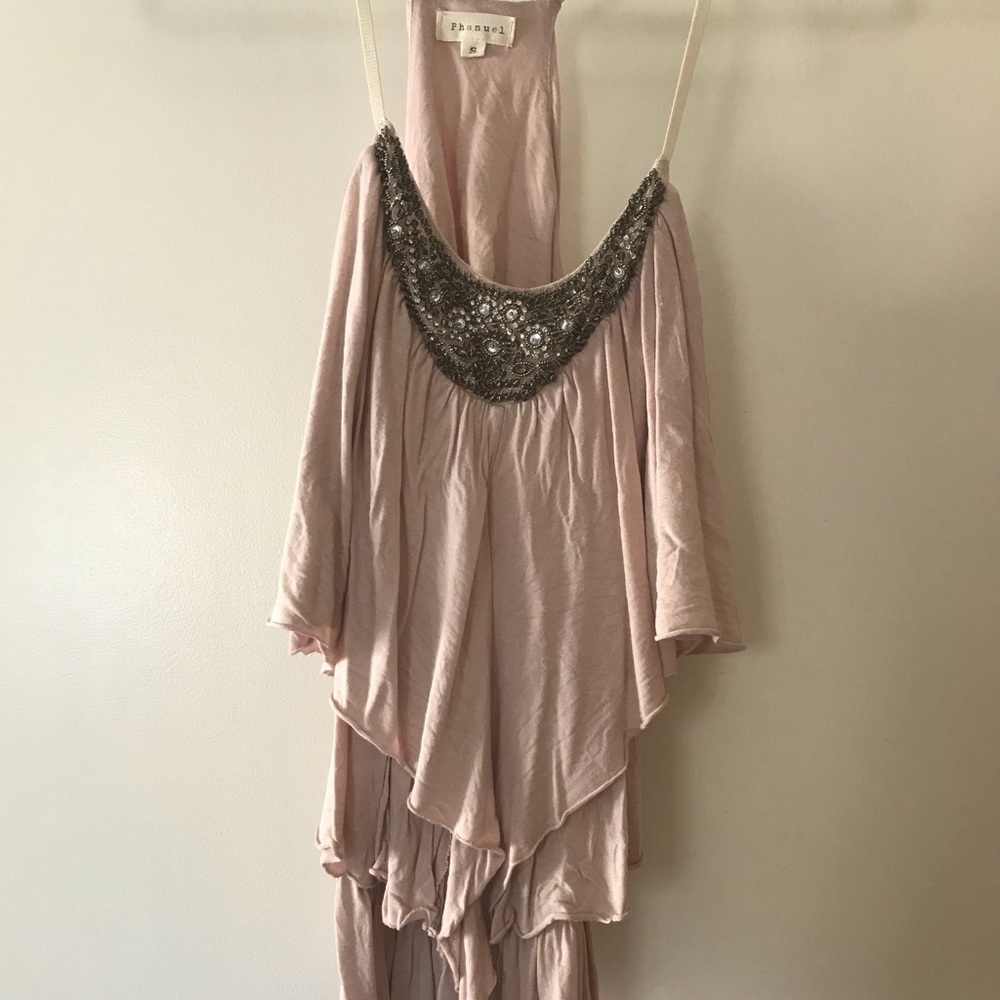 Nude top with sequence beading